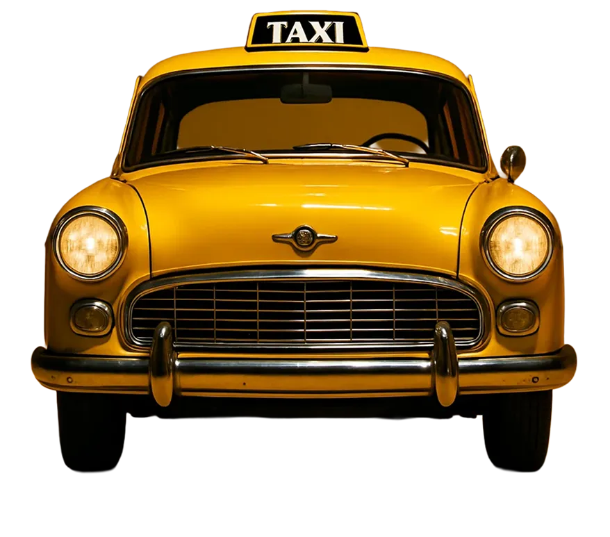 Weed delivery NJ – vintage yellow taxi illustration symbolizing fast delivery