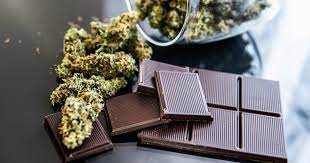 Weed Chocolate shown as dark chocolate pieces illustrating infused edible cannabis products